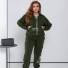 Спортивный костюм-двойка женский из двунитки с худи и джоггерами с лампасами демисезонный  k-128890