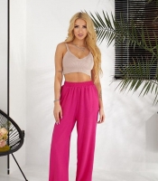 Брюки женские из крепа палаццо на резинке с высокой посадкой свободного кроя весенние