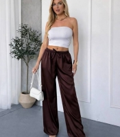 Брюки женские из дабл шелка палаццо на резинке с высокой посадкой свободного кроя весенние