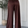 Брюки женские из дабл шелка палаццо на резинке с высокой посадкой свободного кроя весенние  k-128909