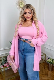 Рубашка женская из креп-жатки удлиненная оверсайз на пуговицах с длинным рукавом весенне-летняя