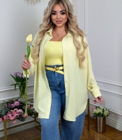 Рубашка женская из креп-жатки удлиненная оверсайз на пуговицах с длинным рукавом весенне-летняя