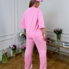 Спортивный костюм женский из двунитки с футболкой оверсайз и прямыми брюками весенне-летний  k-129016