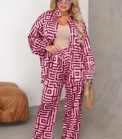 Костюм-двойка женский из шелка Армани с рубашкой и брюками палаццо оверсайз с принтом летний