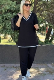 Спортивный костюм-двойка женский из двунитки с свободной кофтой оверсайз и брюками демисезонный