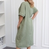 Платье-туника женское из жатого льна-хлопка свободного кроя с карманами и декоративными пуговицами весенне-летнее  k-129101
