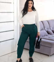 Брюки женские вельветовые оверсайз джоггеры на резинке с высокой посадкой весенне-летние