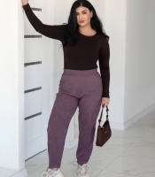 Брюки женские вельветовые оверсайз джоггеры на резинке с высокой посадкой весенне-летние