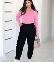 Брюки женские вельветовые оверсайз джоггеры на резинке с высокой посадкой весенне-летние