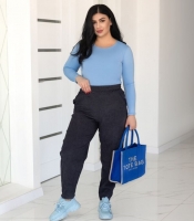 Брюки женские вельветовые оверсайз джоггеры на резинке с высокой посадкой весенне-летние