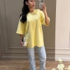 Футболка женская хлопковая свободного кроя оверсайз со спущенным рукавом повседневная весенне-летняя  k-129147