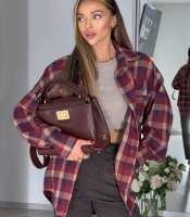 Рубашка женская фланелевая в клетку оверсайз длинная с длинными рукавами повседневная