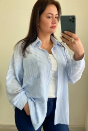 Рубашка женская льняная оверсайз в полоску с длинными рукавами на пуговицах удлинённая весенне-летняя Рубашка женская льняная оверсайз в полоску с длинными рукавами на пуговицах удлинённая весенне-летняя