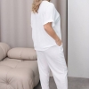 Костюм-двойка женский из турецкой жатки: свободная футболка и брюки на резинке с карманами и декоративной буквой повседневный весенне-летний  k-129185
