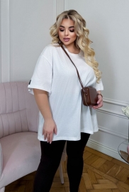 Футболка женская из турецкого кулира оверсайз удлинённая базовая весенне-летняя Футболка женская из турецкого кулира оверсайз удлинённая базовая весенне-летняя