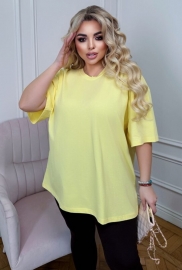 Футболка женская из турецкого кулира оверсайз удлинённая базовая весенне-летняя Футболка женская из турецкого кулира оверсайз удлинённая базовая весенне-летняя