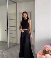 Брюки женские из софт премиум палаццо с высокой талией широкие на потайной молнии весенне-летние