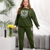 Спортивный костюм-двойка женский из двунитки оверсайз со свитшотом и брюками с принтом больших размеров летний  k-129247