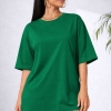 Футболка женская из кулира хлопковая оверсайз удлинённая однотонная летняя  k-129249
