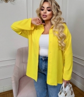 Рубашка женская из американского крепа жатка свободного кроя удлинённая с длинным рукавом весенне-летняя