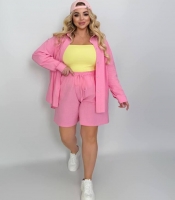 Костюм-двойка женский из льна и хлопка с рубашкой и шортами свободного кроя летний