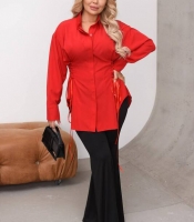 Костюм-двойка женский из софта и трикотажа с блузой и лосинами весенне-летний