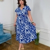Платье женское из принтованного штапеля миди расклешенное с коротким рукавом летнее  k-129341