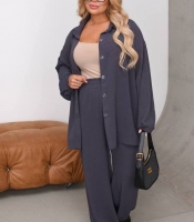 Костюм-двойка женский из американского крепа рубашка и брюки весенне-летний