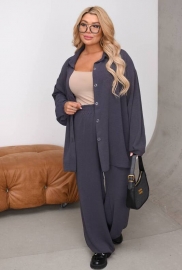 Костюм-двойка женский из американского крепа рубашка и брюки весенне-летний Костюм-двойка женский из американского крепа рубашка и брюки весенне-летний