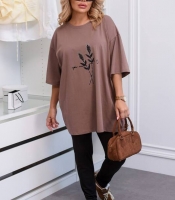 Костюм-двойка женский спортивный хлопковый футболка и леггинсы весенне-летний