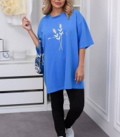 Костюм-двойка женский спортивный хлопковый футболка и леггинсы весенне-летний