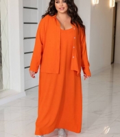 Комплект-двойка женский из крепа: рубашка свободного кроя и сарафан макси весенне-летний