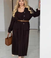 Комплект-двойка женский из крепа: рубашка свободного кроя и сарафан макси весенне-летний