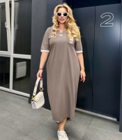 Платье-футболка женское из лакосты свободного кроя макси повседневное большие размеры весенне-летнее