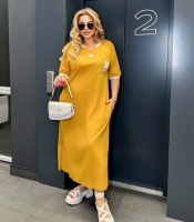 Платье-футболка женское из лакосты свободного кроя макси повседневное большие размеры весенне-летнее