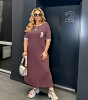 Платье-футболка женское из лакосты свободного кроя макси повседневное большие размеры весенне-летнее