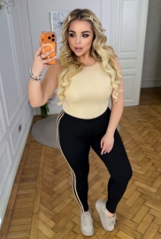 Лосины женские из дайвинга с лампасами облегающие весенне-летние