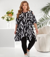 Костюм-двойка женский из штапеля и вискозы туника и лосины оверсайз большого размера летний