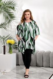 Костюм-двойка женский из штапеля и вискозы туника и лосины оверсайз большого размера летний