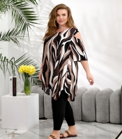 Костюм-двойка женский из штапеля и вискозы туника и лосины оверсайз большого размера летний