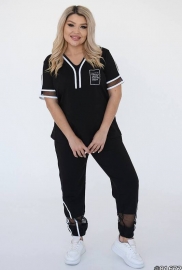 Спортивный костюм женский из двунитки двойка с кофтой и брюками прямого кроя летний демисезонный большого размера