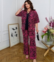 Костюм-тройка женский из софта с сорочкой футболкой и брюками палаццо летний