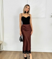 Юбка женская шелковая Армани с кружевом макси прямого кроя с высокой посадкой весенне-летняя