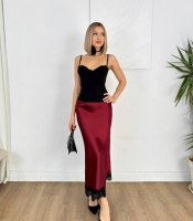 Юбка женская шелковая Армани с кружевом макси прямого кроя с высокой посадкой весенне-летняя