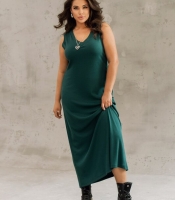 Платье-майка женское рубчик мустанг макси прямое без рукавов в рубчик большие размеры весенне-летнее