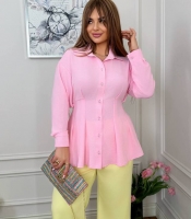 Рубашка женская из легкого крепа с воротником на пуговицах свободного кроя весенне-летняя