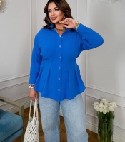 Рубашка женская из легкого крепа на пуговицах с воротником свободного кроя весенне-летняя