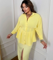 Рубашка женская из легкого крепа на пуговицах с воротником свободного кроя весенне-летняя