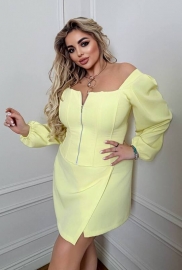 Блуза женская из костюмной ткани корсетная с молнией и длинными рукавами фонариками весенне-летняя