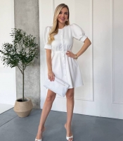 Платье женское костюмное мини с рукавами фонариками и пуговицами весеннее летнее